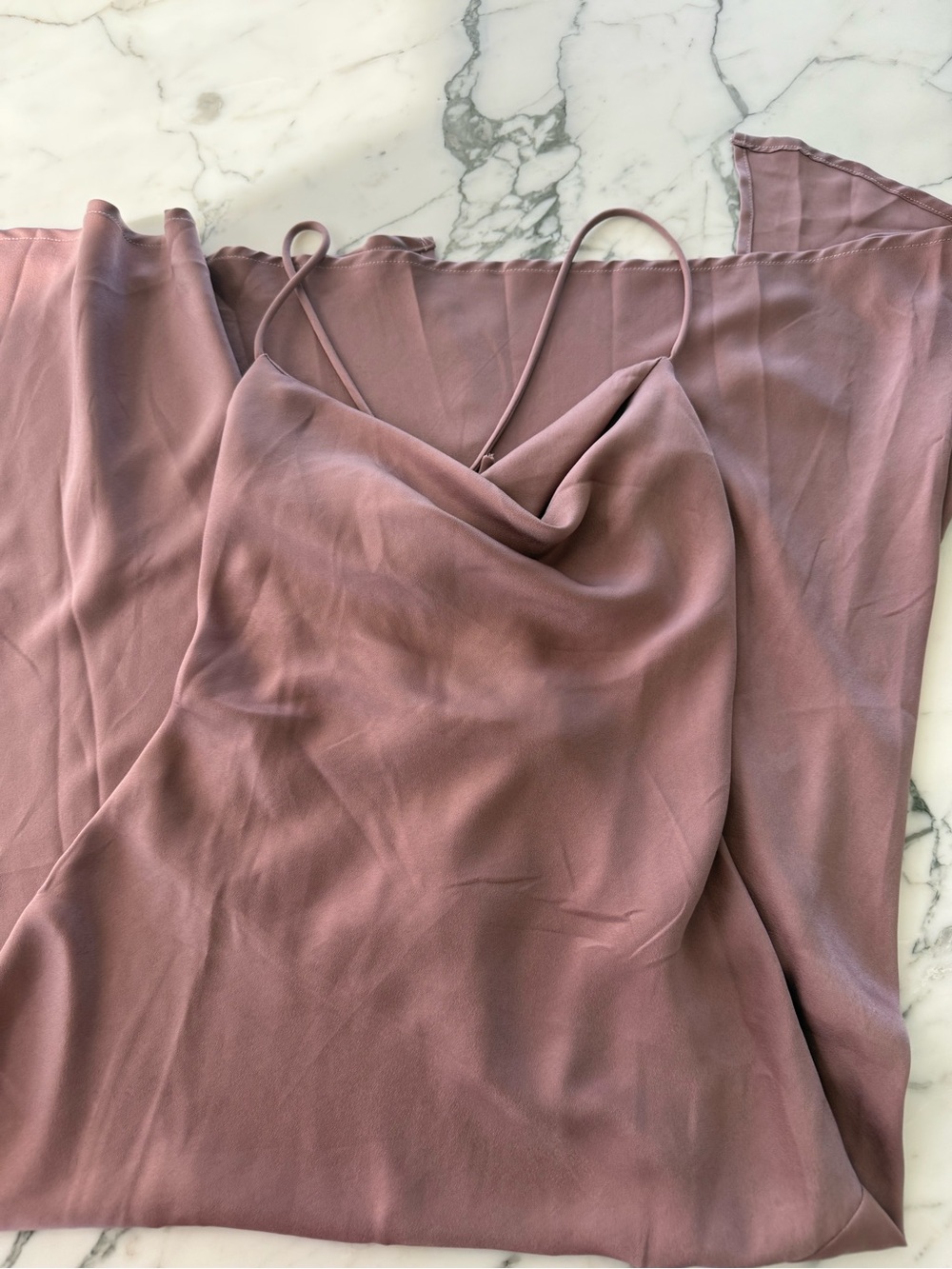 Mauve Satin Cowl Neck Slip Dress